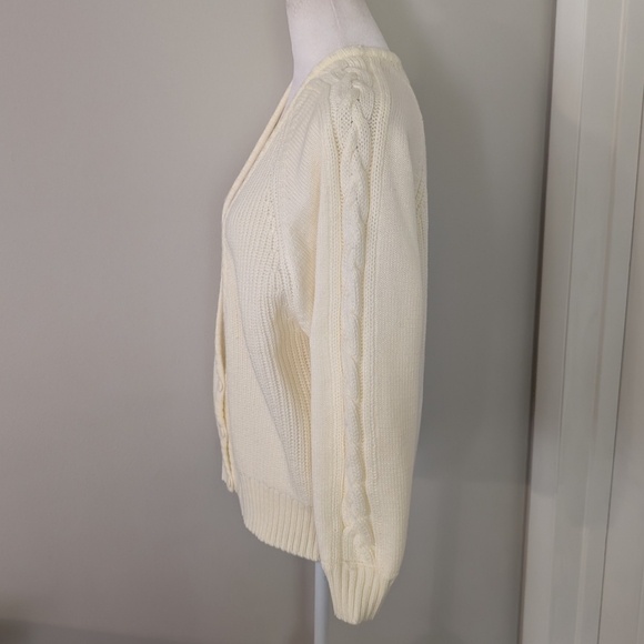 Vintage Idioms Women's Cardigan Sweater MEDIUM Cable Knit Preppy Chunky Cozy‎ - Picture 4 of 6